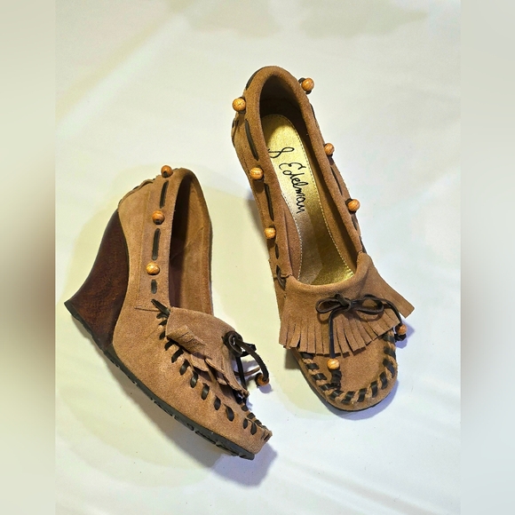 Sam Edelman Shoes - Sam Edelman Suede Beaded Fringe Moccasin Wedge